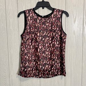 DKNY Pink Black Shimmer Sheer Sleeveless Blouse Size XS NWT